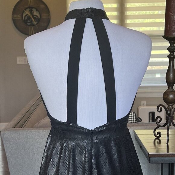 NWT WYLDR Revolve Sequin Dress Women's Small Matte Black Cocktail Party Halter - Picture 9 of 16